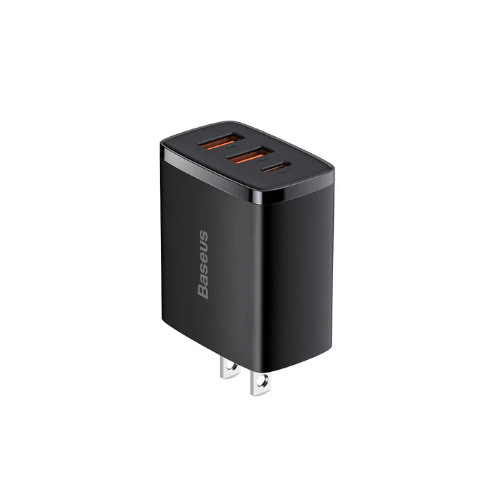 Baseus Compact Quick Charger 2U+C 30W – Black Baseus Compact Quick Charger 2U+C 30W – Black
